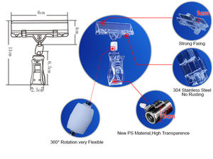 Supports d'étiquette d'agrafe d'affichage de signe de marchandise de style à clipser rotatif en plastique - Product Image 5
