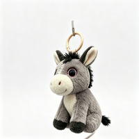 Porte-clés en peluche âne personnalisé, mini porte-clés animal en peluche âne, breloque de sac à dos en peluche âne
