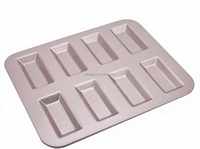 Moule à financiers 8 cavités en acier au carbone antiadhésif, plaque à gâteau rectangulaire pour pâtisserie DIY, chaleur uniforme, démoulage rapide, qualité alimentaire