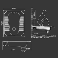 Perlengkapan Kamar Mandi Urinal Gantung Dinding Baja Tahan Karat SUS304 dengan Lapisan PVD untuk Proyek Toilet Umum Hotel Bandara.