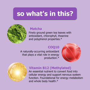 Gummies au thé vert matcha OEM/ODM avec CoQ10 et vitamine B12 |   60 unités |   Complément alimentaire pour le métabolisme énergétique, gommes au thé vert matcha végétalien - Product Image 5
