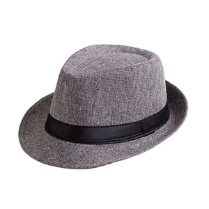 Wholesale Cheap Men Women Jazz Fedora Hat Outdoor Braid Straw Short Brim Jazz Panama Cap