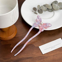 Barrettes à cheveux Sheyi Sweet Vintage pour usage quotidien, en acétate de haute qualité, incrustées de perles, en forme de U, couleurs personnalisables, emballage