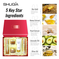 Coffret Cadeau Soin de la Peau au Miel et Perle d'Or, Mousse Nettoyante Profonde, Hydratant, Kit Anti-rides et Raffermissant