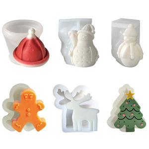 Moldes de Silicona para Jabón de Fácil Desmoldeo, Moldes para Velas con Forma de Árbol/Hombre de Jengibre/Reno, Moldes de Silicona para Hacer Velas Navideñas Hechas a Mano - Product Image 2