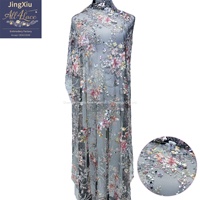 Tissu en dentelle de maille brodée de sequins floraux multicolores blancs de luxe, 100% polyester, pour robe de mariée, robe de soirée, décoration