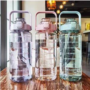 Botellas de Agua de Alta Calidad de 2 <span class=keywords><strong>Litros</strong></span>, Botella de Agua Motivacional con Marcador de Tiempo y Pajita de 2 <span class=keywords><strong>Litros</strong></span> - Product Image 5
