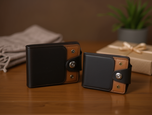 Set Regalo Portafoglio Monopetto da Uomo in Pelle Fatto a Mano di Lusso Personalizzato - Product Image 2