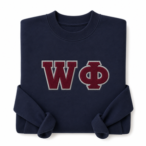 Sweat-shirt à col rond en chenille brodé sur mesure avec lettres grecques en feutre appliqué pour <span class=keywords><strong>les</strong></span> tenues de fraternité et de sororité - Product Image 2