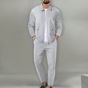 Ensemble de vêtements pour homme tendance automne, style streetwear décontracté, veste blanche à manches longues de couleur unie, pantalon cargo, ensemble <span class=keywords><strong>2</strong></span> pièces pour homme - Product Image 5