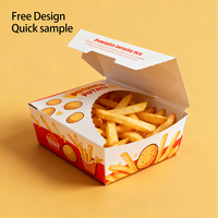 Boîte d'emballage en carton pour frites et sushis, personnalisée, jetable, en matériaux recyclés, avec poignée pour les frites à emporter