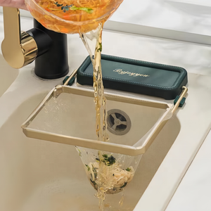 Filtro de Desechos de Alimentos para Fregadero de <span class=keywords><strong>Cocina</strong></span>, Plegable, Autoadhesivo, de Plástico, con Malla de Filtro Reemplazable, Escurridor para Frutas y Verduras - Product Image 1