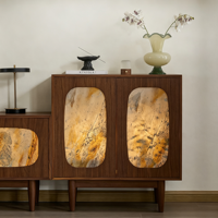 Buffet en bois noir de style mid-century modern, armoire de luxe, meuble de rangement pour salon, console décorative pour la maison