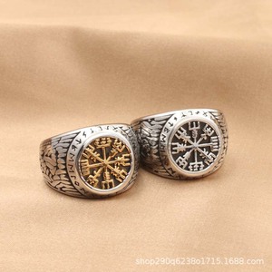 Men's Titanium Steel <b>Ring</b> Snowflake Design Retro <b>Silver</b> With Gold Accents Geometric Punk Style Gift Jewelry - Product Image 5