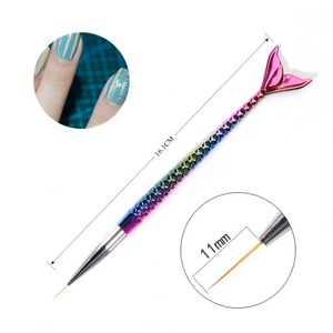 แปรงไลเนอร์เพ้นท์เล็บหัวคู่ไล่สีแบบเมอร์เมด 3 ชิ้น ขนาด 7 9 11 มม. ขนไนลอน - Product Image 4