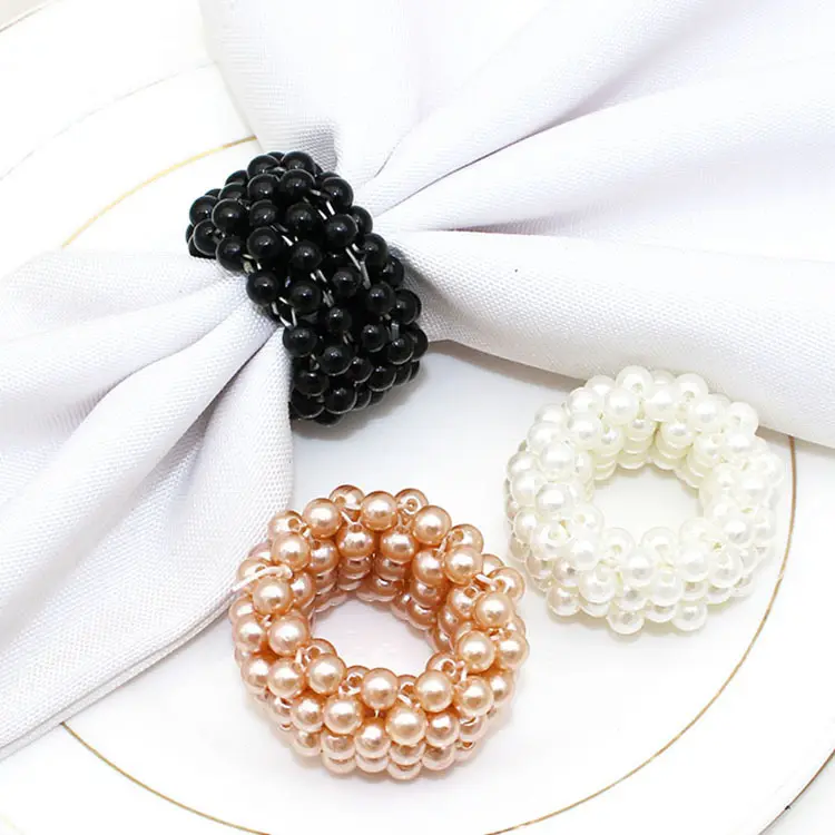 Jachon New style hotel in rilievo elastico perla tovagliolo fibbia anello decorazione della tavola bocca panno tovagliolo anello