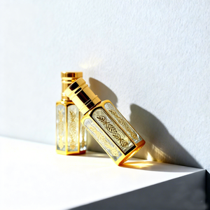 Botellas de Vidrio Vacías al por Mayor para Aceites Esenciales, 3ml, 6ml, 12ml, con Recubrimiento Electrolítico Dorado, para Perfumes Árabes Attar, con Rodillo y Aplicador - Product Image 1