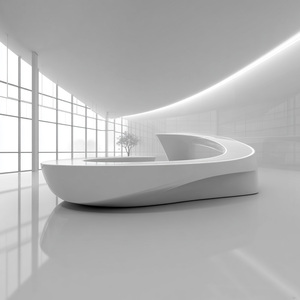 Mostrador de Recepción Ovalado Moderno, Superficie Sólida, Diseño Minimalista Brillante para Uso Comercial en Oficinas - Product Image 5