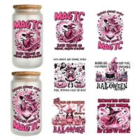 Halloween Sorcière Motif Magique 16oz UV DTF Wrap Gobelet Imperméable Décalque Transfert pour Tasse Gobelet Décoration