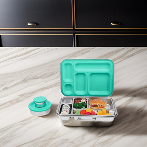 304 personalizzato in acciaio inox 5 vano Bento Box metallo a prova di perdite contenitore per il pranzo di conservazione degli alimenti per i <span class=keywords><strong>bambini</strong></span> - Product Image 6