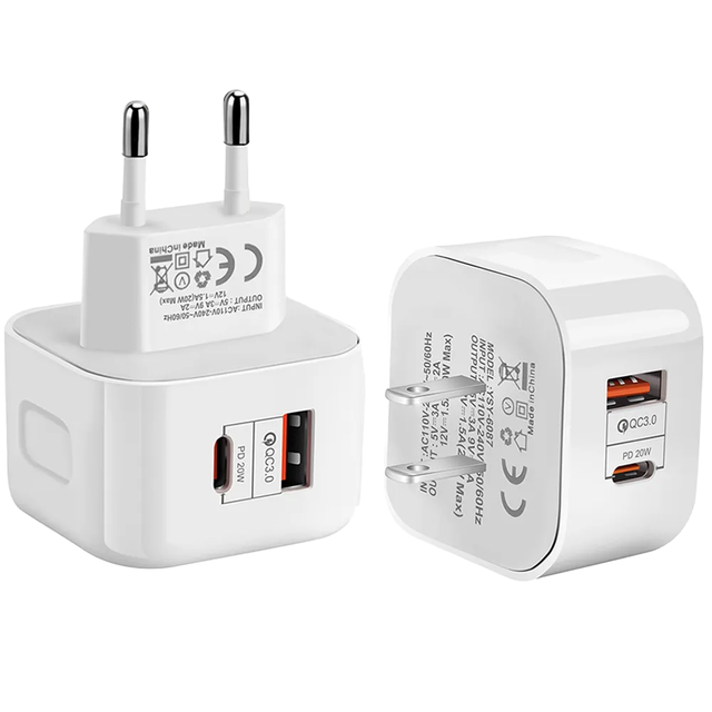 2025 Best Selling Type C 20W USB C Fast Charger Plug for Mobile Phone Charger Adaptor UK EU US PD QC3.0 USB Wall Charger