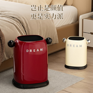 Vintage Style Trash Can 4L Cylindrical Double Handle Indoor Bathroom Office Storage Bin - Product Image 3