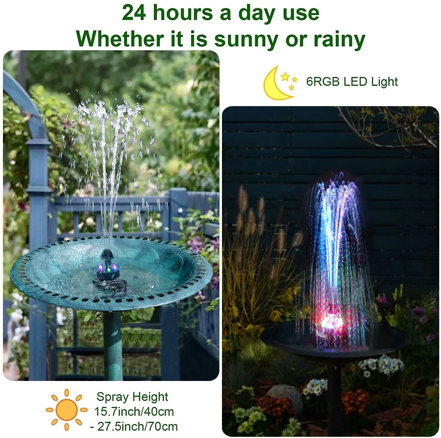 12V Durchfluss verstellbare leise Springbrunnen pumpe mit LED-Leuchten DC-Kreisel-Tauch wasserpumpe