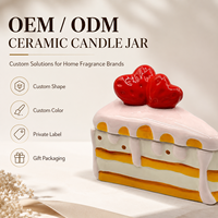 Niedliches Herz-Dekoriertes Keramik-Kuchenstück Kerzenhalter in Dessertform für Tischdekoration
