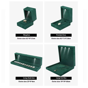 Eco -friendly Luxury <b>Ring</b> <b>Box</b> Wholesale Plastic Velvet Jewelry <b>Box</b> Presentation with LED Light Square Jewelry Packaging <b>Box</b> - Product Image 2