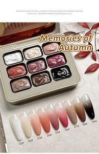 Ensemble de vernis gel en 9 couleurs, nuances translucides nude et brunes, gel UV LED à retirer par trempage pour la décoration des ongles - Product Image 6