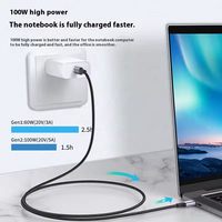Cable USB 3.2 Gen2 Tipo C de 10 Gbps con Ángulo Recto, 5A 100W, Carga Rápida, Cable de Datos con Diseño de Codo de 90 Grados y Trenzado de Nailon para Móviles y PC