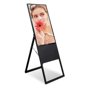 32" 43" Portable Collapsible Network/USB Advertisement Player Foldable LCD Poster Vertical Digital Signage Display