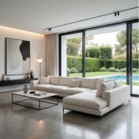 Modernes Luxus-Ecksofa in Tiefweiß, Dreisitzer mit Rechts-/Linksarmlehne, Großes Ecksofa-Set, Konvertierbar, Modular, für Lager und Wohnzimmer