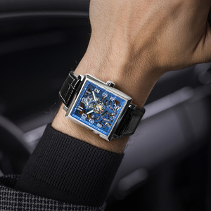 Montres-bracelets mécaniques squelette analogiques lumineuses noires <span class=keywords><strong>AGELOCER</strong></span> pour hommes, montres de luxe de marque haut de gamme - Product Image 5