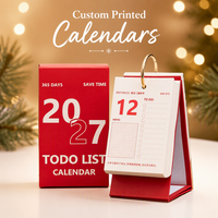 Calendrier de bureau vertical détachable personnalisé 2027 avec couverture estampée à chaud, décoration artistique, calendrier de table pour papeterie et souvenir du Nouvel An