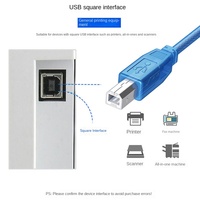 USB2.0 kabel Data biru transparan khusus dirancang untuk printer