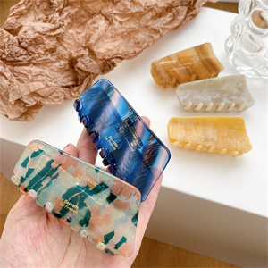 กิ๊บหนีบผมทรงเรขาคณิต PL <span class=keywords><strong>France</strong></span> สำหรับผมหนา เรียบง่าย สวยหรู ลายหินอ่อน แข็งแรง ทนทาน ทำจากอะซิเตท สำหรับผู้หญิง - Product Image 2