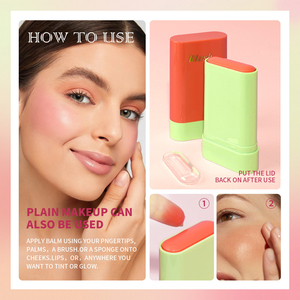 Votre Logo 14 Couleurs Blush Stick Multi-Usage Solide Hydratant Stick Vegan Rose Rouge Crémeux Joue <span class=keywords><strong>pixi</strong></span> Visage Maquillage Cosmétique - Product Image 4