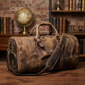 Sac à dos vintage en cuir de buffle véritable 100 % résistant à l'eau, léger, portable, multi-usage, 76-120L+, avec grande poche à chaussures – Vente en gros - Product Image 1