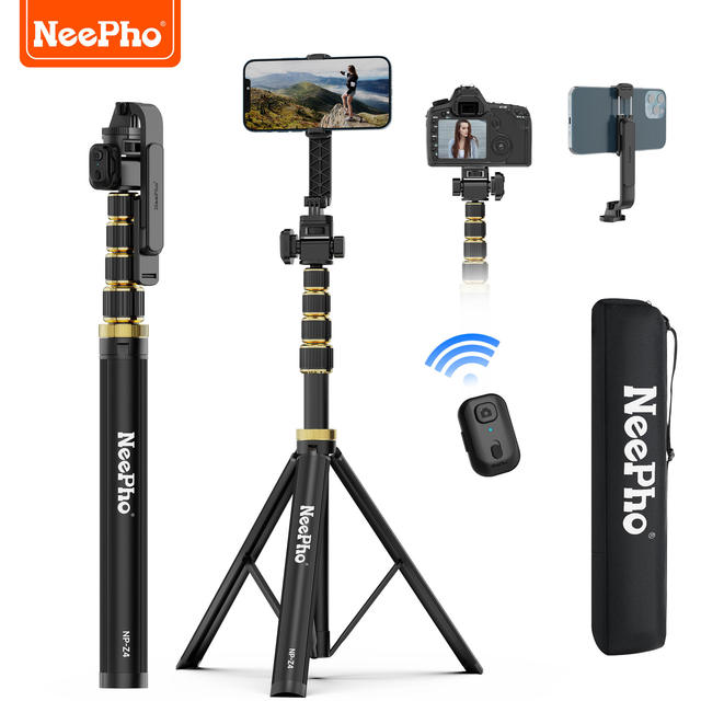 New Np-z4 Wireless Selfie Stick 360 Degree Rotating Aluminum Mobile Phone Clip Universal Anti-shake Floor Tripod