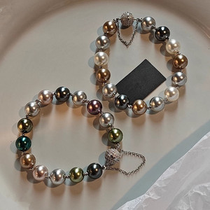 Bracelet de perles multicolores <span class=keywords><strong>Tahiti</strong></span> pour femme, design de luxe léger, fermoir magnétique, perles fantaisie, bijou de main, perles électroplaquées - Product Image 3