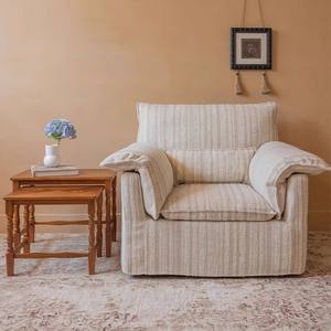 Sofá Individual Estilo Soufflé, Lino y Algodón, Funda Extraíble y Lavable, Ideal para Salas de Estar Pequeñas y Apartamentos - Product Image 3