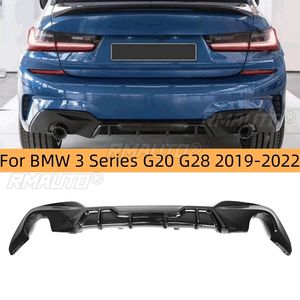 Diffuseur de pare-chocs arrière en fibre de carbone double face à sortie simple style MP pour BMW Série 3 G20 G28 Sports 2019 2020 2021 2022 - Product Image 1