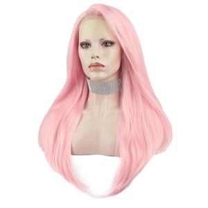 Celebrità 150% densità capelli sintetici da 26 pollici con parrucche anteriori in pizzo rosa con attaccatura dei capelli naturale - Product Image 3