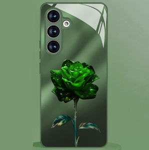 Nuova Cover per Cellulare in Vetro Temperato e TPU con Stampa Floreale <span class=keywords><strong>Verde</strong></span> Rosa per Samsung Galaxy S8 S9 S10 S20 S21 <span class=keywords><strong>S22</strong></span> S23 S24 S25 S26 - Product Image 1