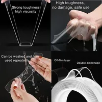 Cinta Adhesiva de PVC Nano Transparente de Doble Cara, Personalizable, 1M/2M/3M/5M, Sin Rastro, Impermeable, Lavable, para el Hogar