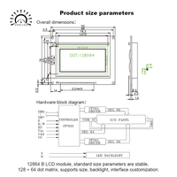 LCD 12864B Layar LCD Grafis Matriks Titik 128x64 Mendukung Antarmuka Serial Paralel IC OEM ODM Perangkat Rumah Pintar Kustom
