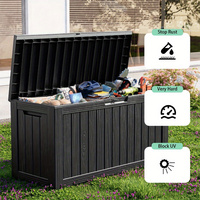 Boîte de rangement extérieure CE en résine, boîtes de rangement pour terrasse, boîte de rangement extérieure étanche avec couvercle verrouillable, noir, 300 gallons