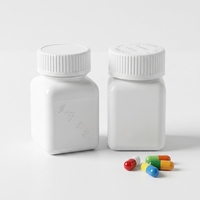 Bouteille de médicament en plastique vide de qualité alimentaire, cylindrique, carrée, en HDPE blanc, de petite capacité, portable, 50 ml, pour compléments alimentaires