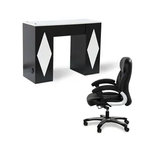 Ucuz avrupa güzellik tırnak salonu mobilyası Modern siyah manikür masası ile sandalye ile tekerlekler